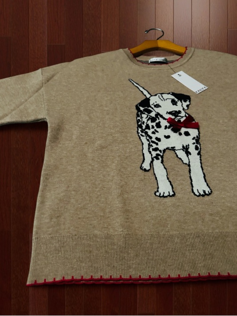 🆕🐾 Dalmatian With Bow Long Sleeve Sweater Kaily K Medium NWT - Picture 4 of 13